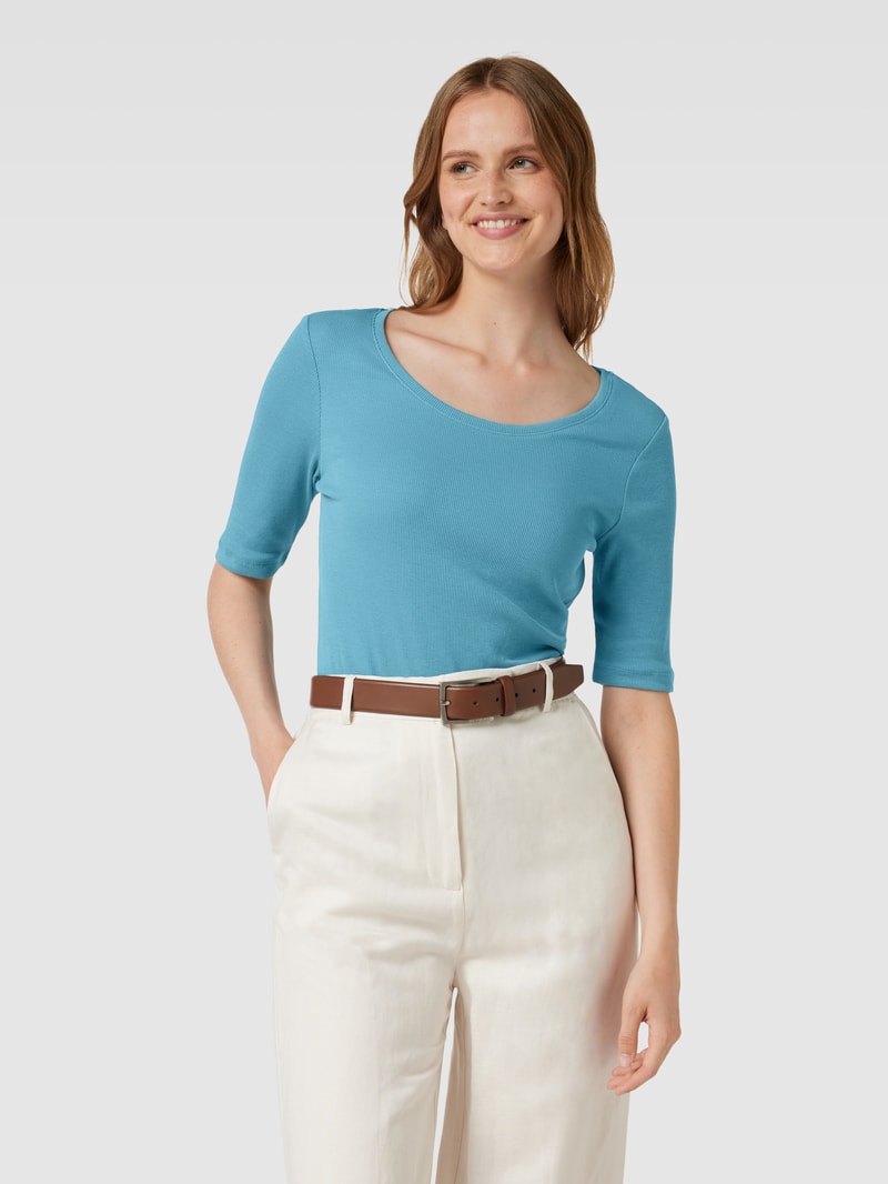 T-Shirt mit Rundhalsausschnitt Modell 'Mila' in rauchblau