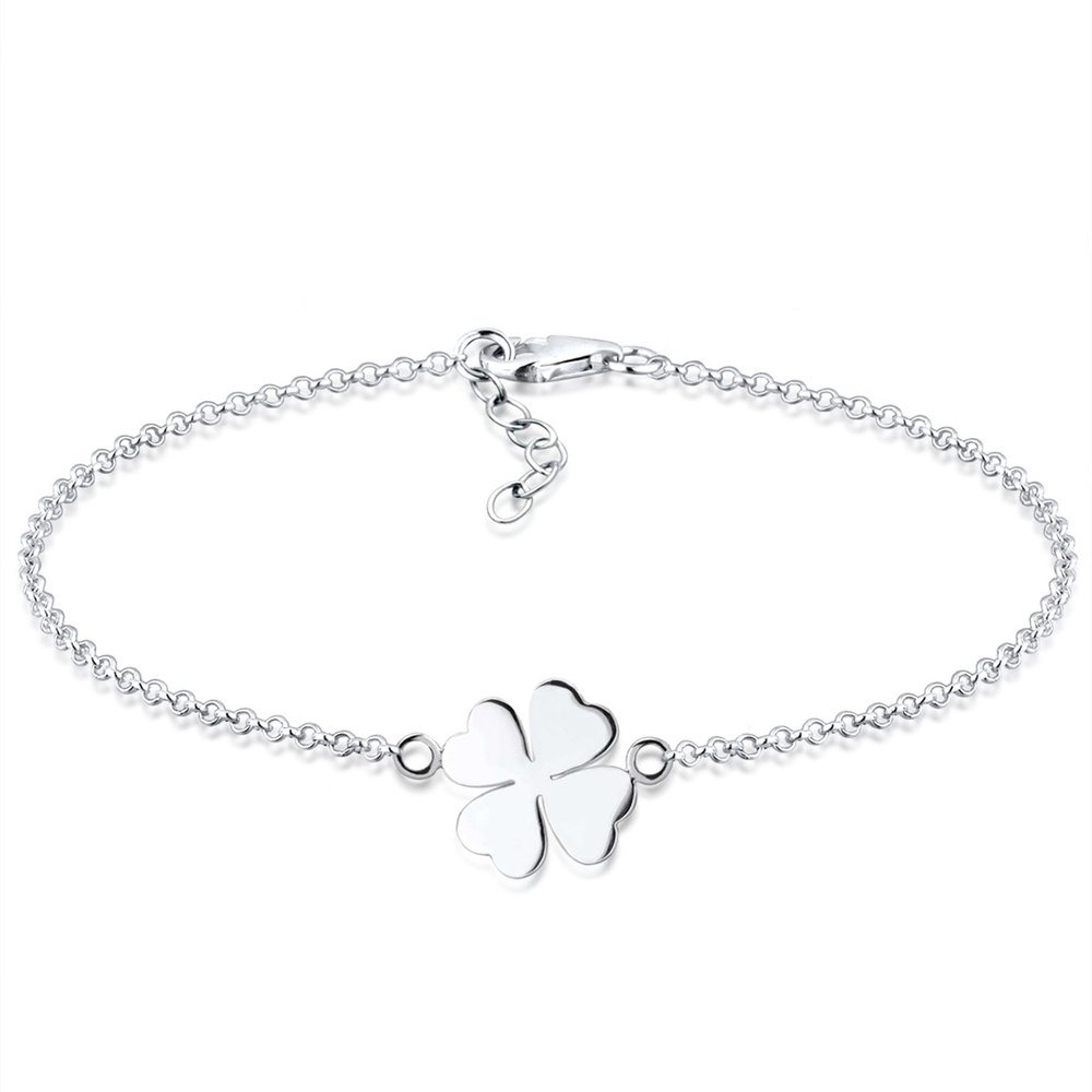 Elli Elli Bracelet Femmes Trèfle à Quatre Feuilles Symbole de Chance en Argent Sterlin Bracelet