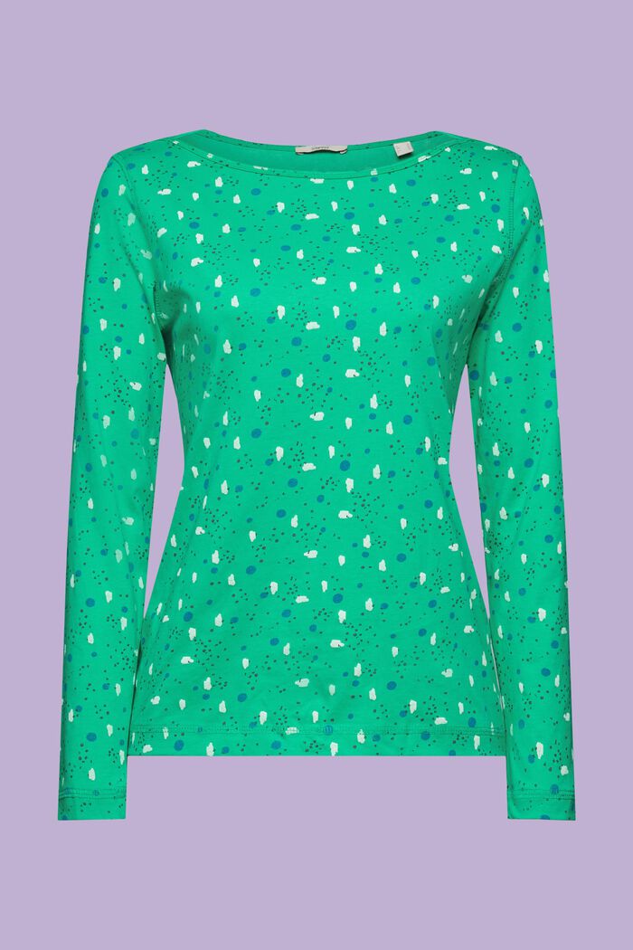 Gemustertes Longsleeve mit U-Boot-Ausschnitt