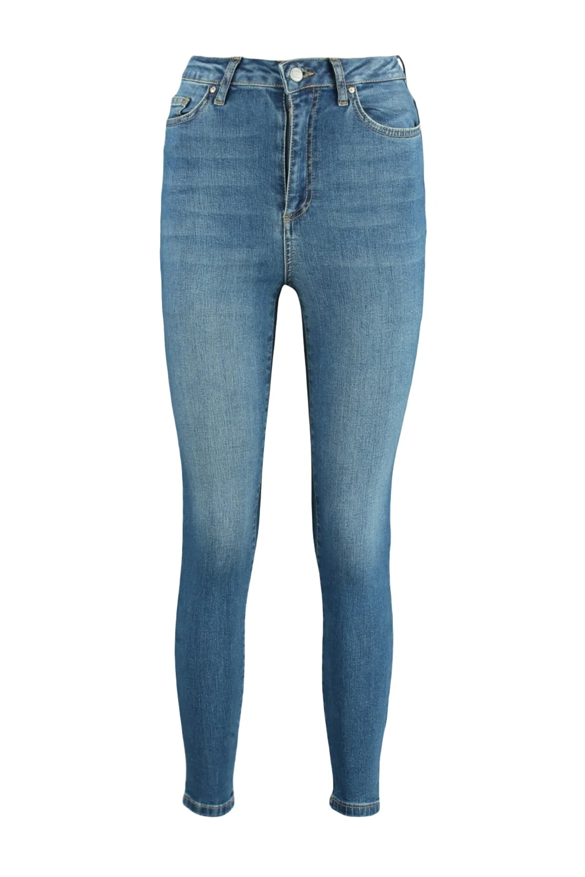 Trendyol Collection  Dunkelblaue Skinny-Jeans mit superhoher Taille TWOSS22JE0560