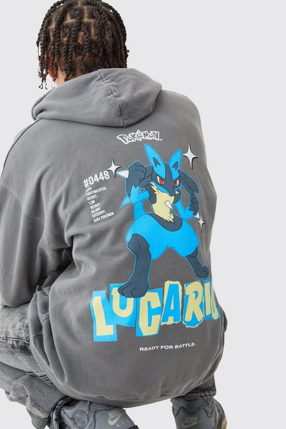 Oversize Hoodie mit lizenziertem Pokemon Lucario Print