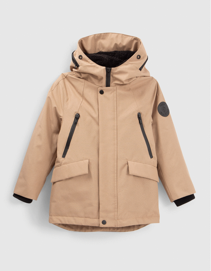 Parka 2-en-1 moka et blouson noir garçon