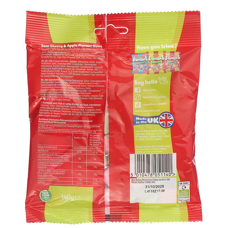 Swizzels Squashes 140 g sour cherry & apple