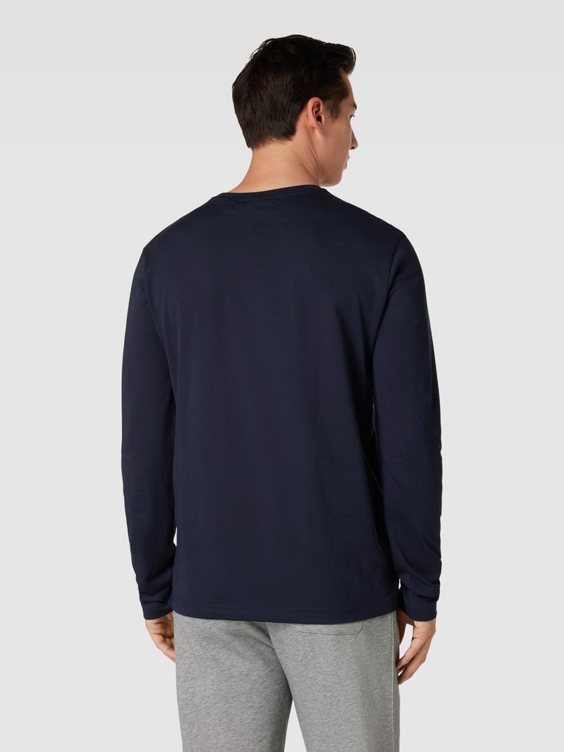 Regular Fit Longsleeve mit Label-Stitching in marineblau