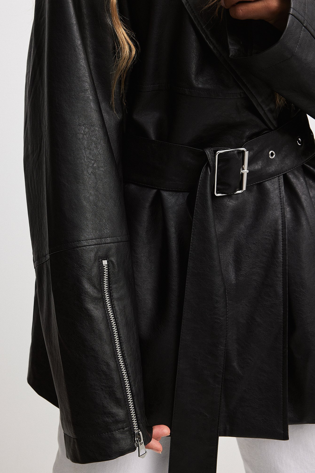 Übergroße PU-Jacke