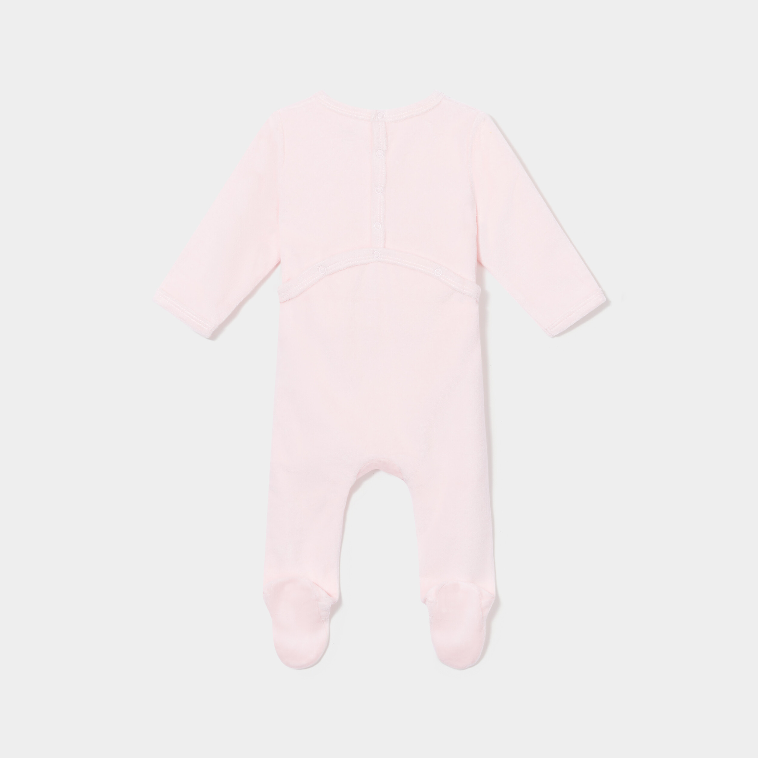 Dors-bien velours manches longues rose clair bébé fille | La Halle