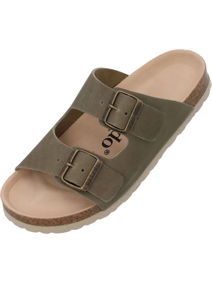 palado Pantoletten in khaki leder günstig kaufen