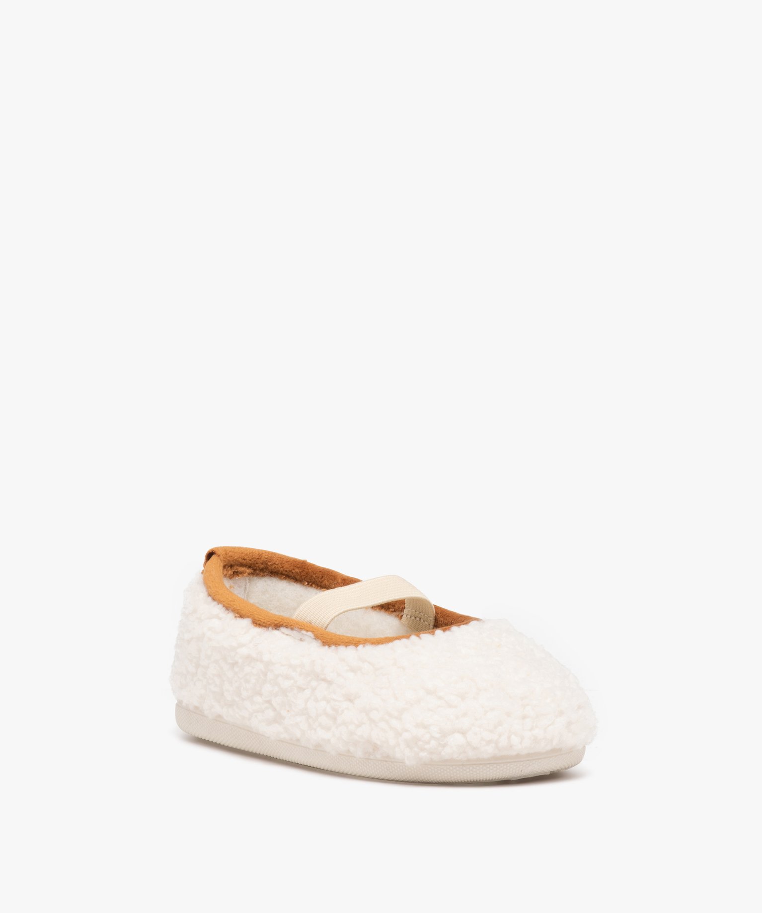 Chaussons fille ballerines fourrées dessus en Sherpa beige | GEMO
