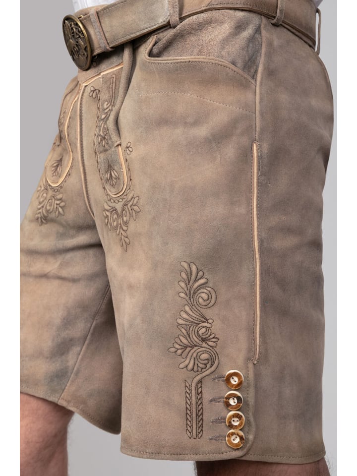 Edelnice Kurze Wildbock Lederhose Lukas in hellbraun günstig kaufen