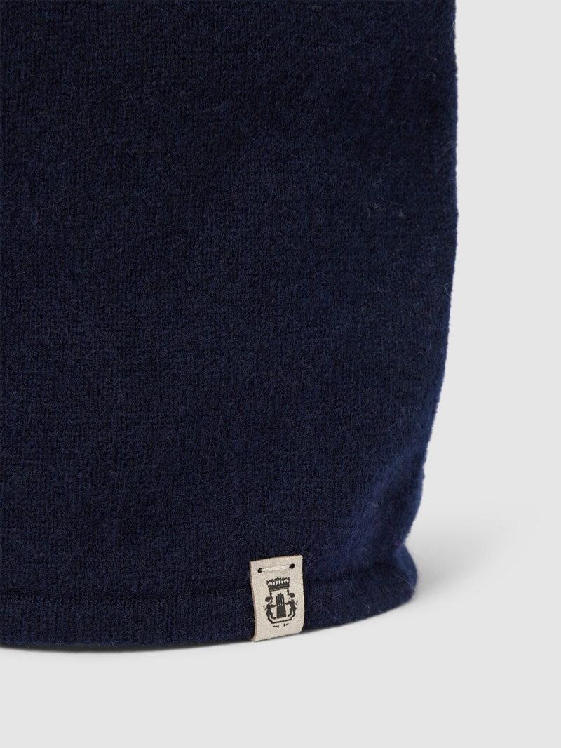Beanie aus Kaschmir mit Label-Detail in marineblau