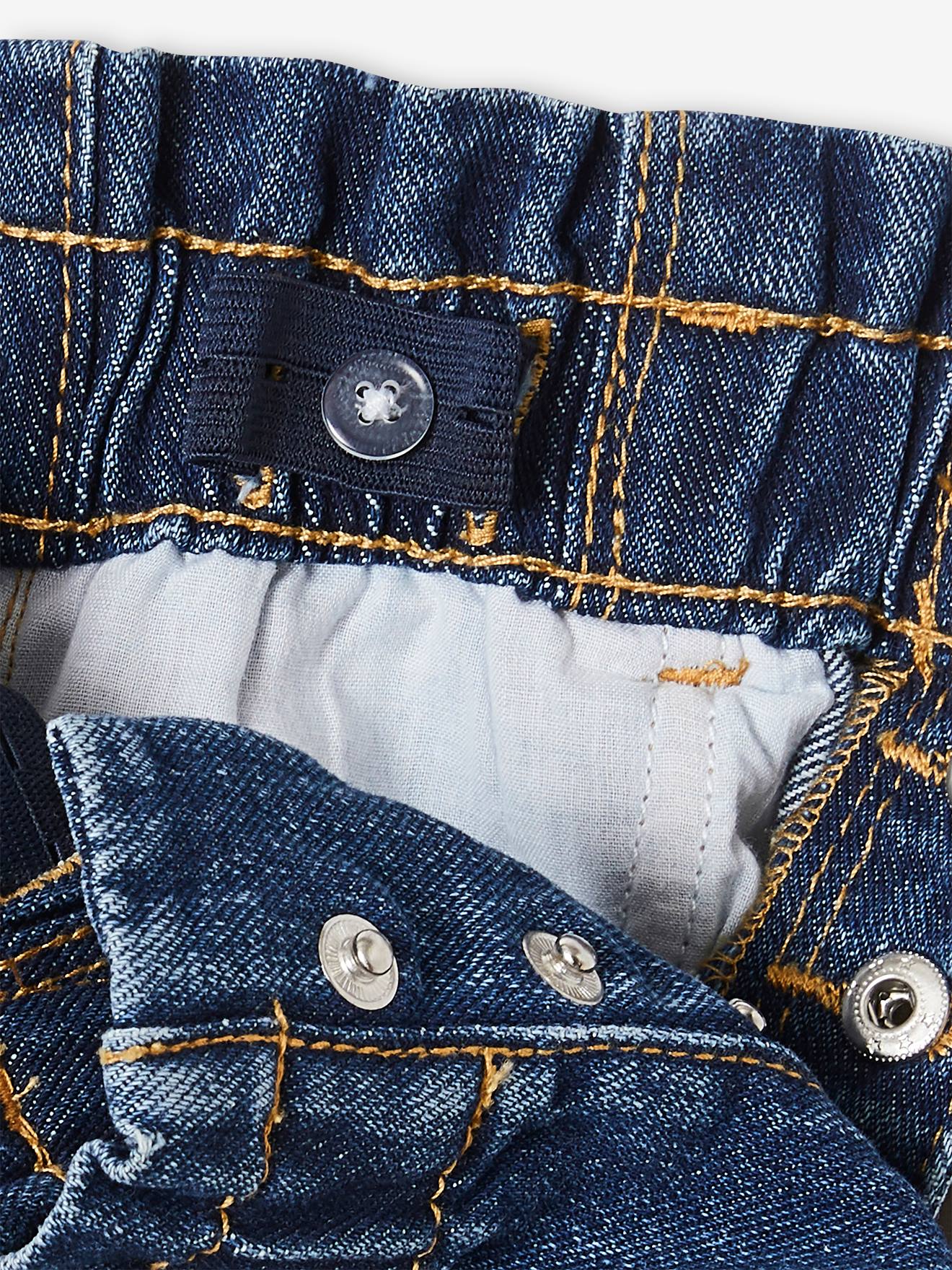 Jean style paperbag et sa ceinture fleurie fille denim black
