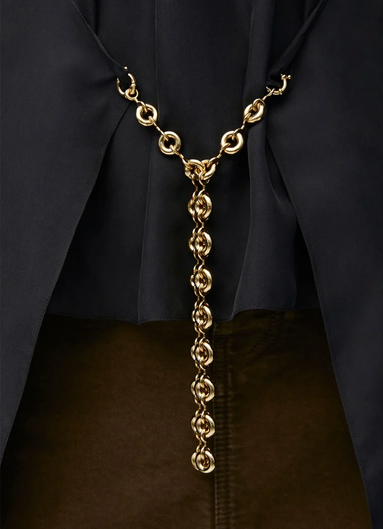 LOEWE Sleeveless silk top with detachable chain detail