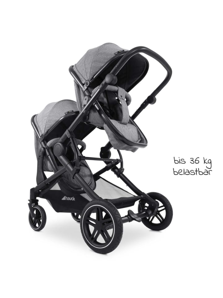 Hauck Zwillingskinderwagen Atlantic Twin (inkl. Babywanne in grau,schwarz günstig kaufen onesize