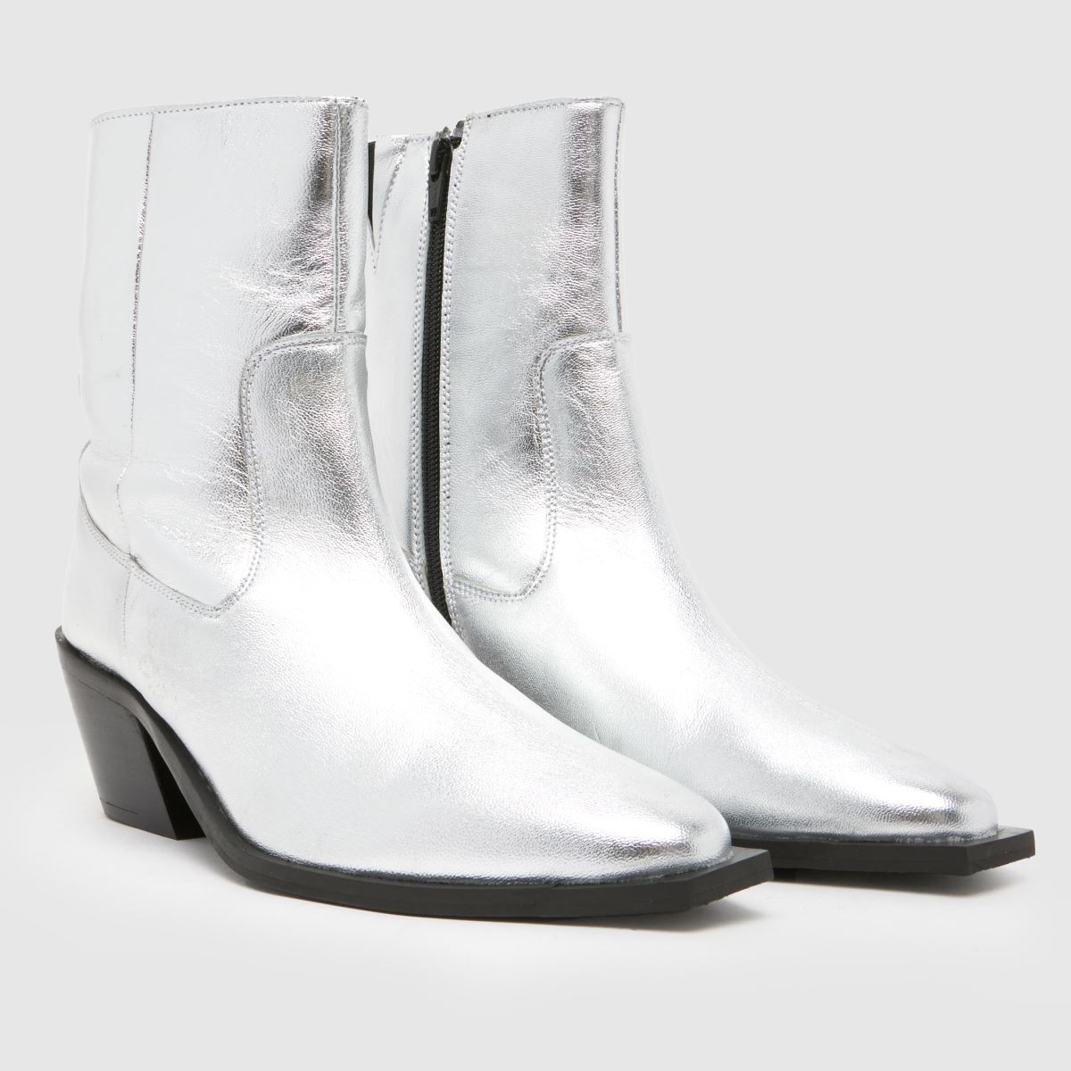 Schuh – Briar – Silverfärgade westernstövlar i läder