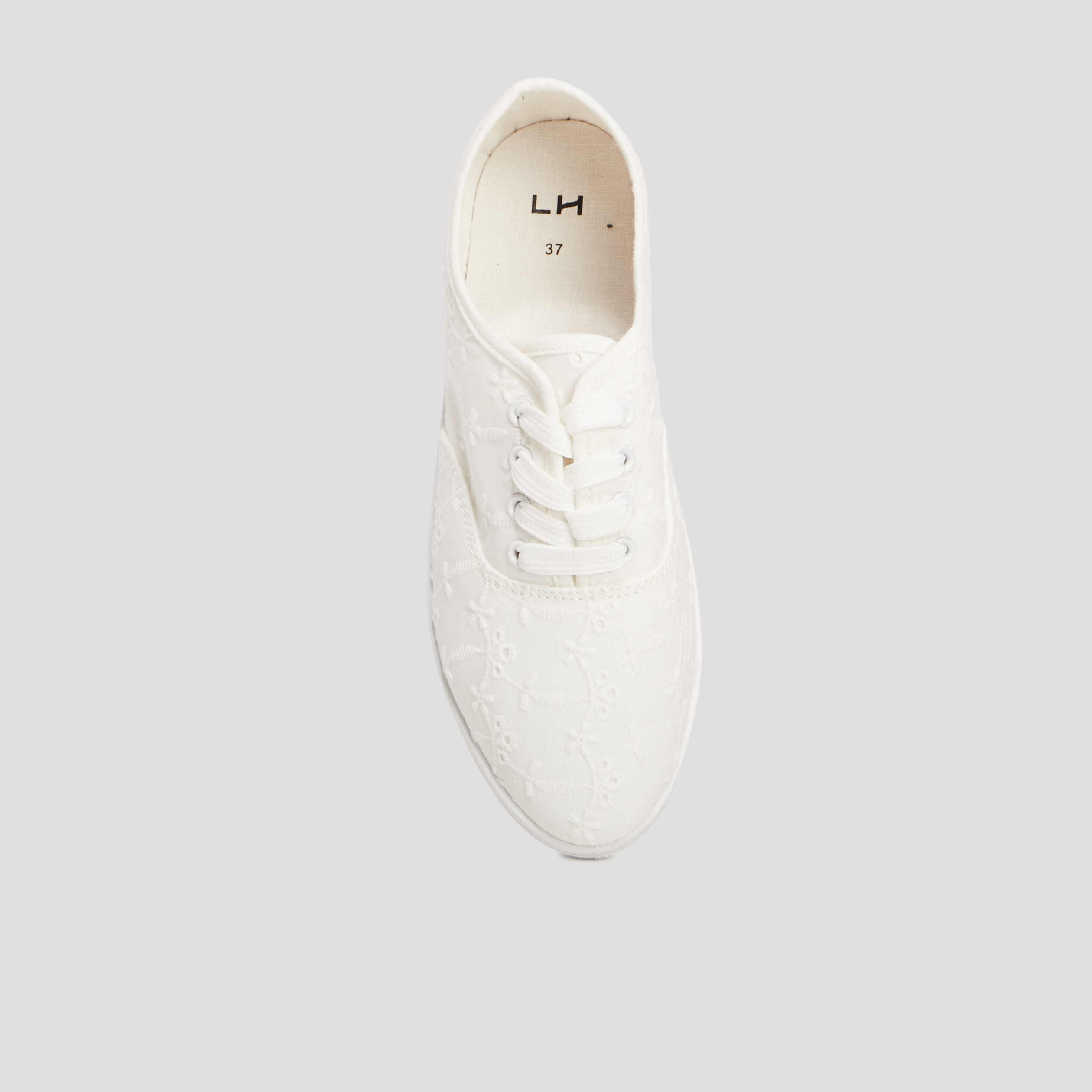 Tennis basses à lacets en toile blanc femme | La Halle
