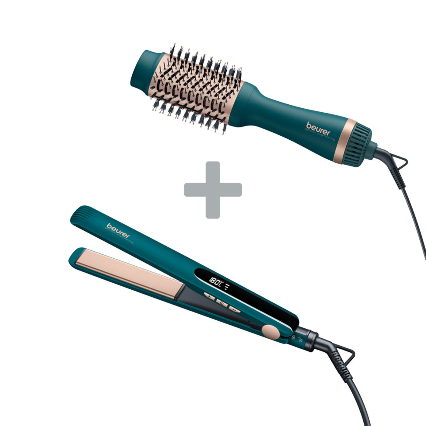 Beurer 2-in-1 Volumen- & Haartrocknungsbürste HC 45 Ocean & Haarglätter HS 50 Ocean-Das Geheimnis zur perfekten Frisur