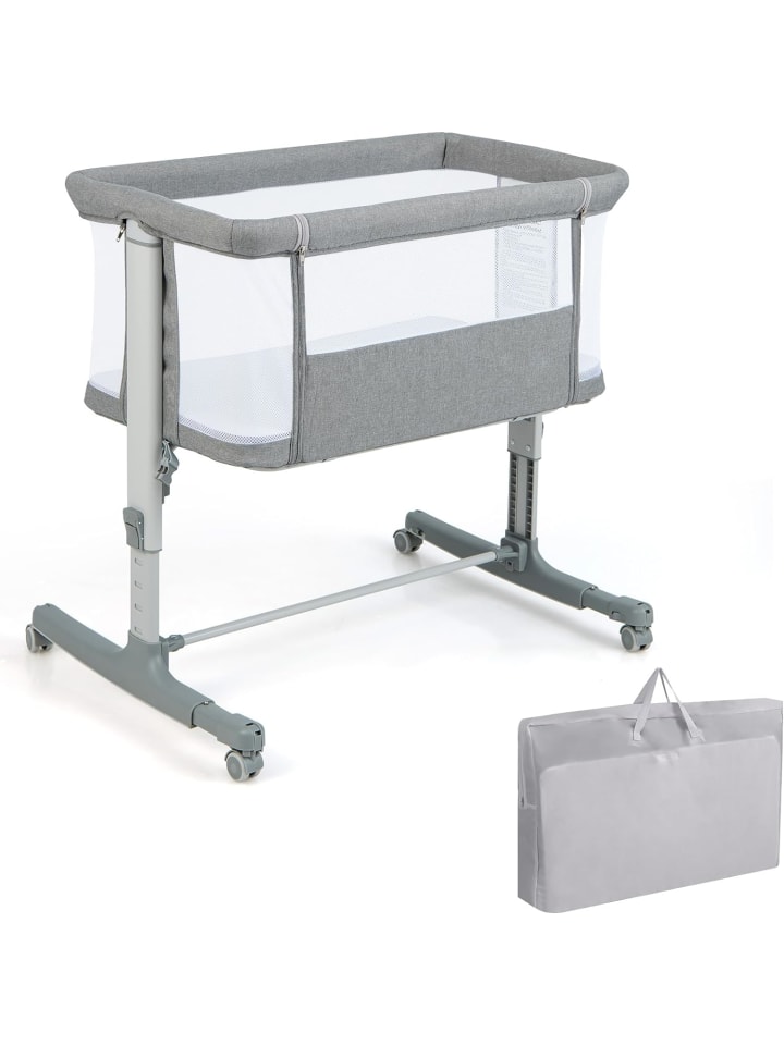 COSTWAY Beistellbett Babywippe mit Matratze 3 in 1 in Grau günstig kaufen onesize