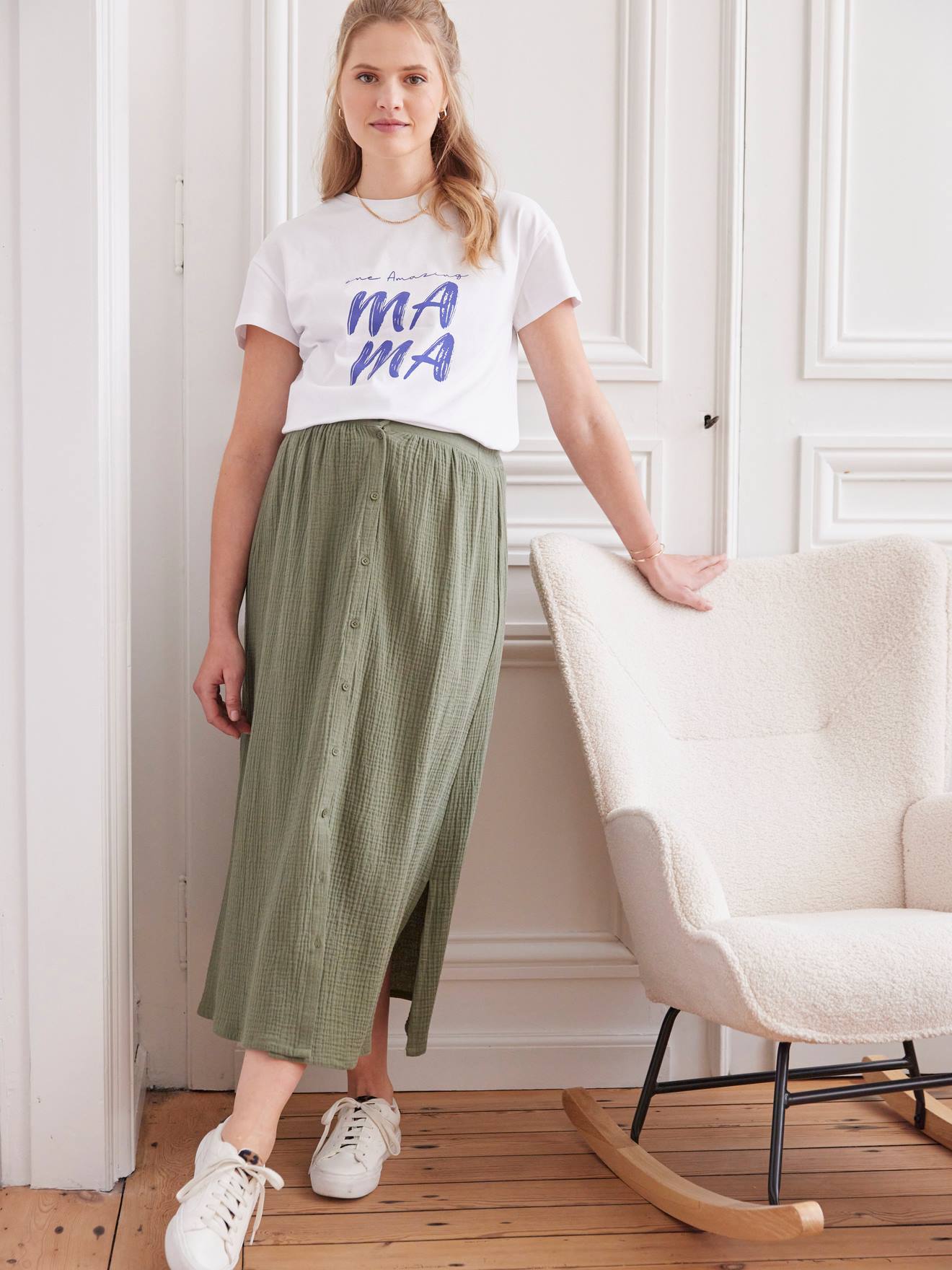 Vertbaudet Umstands-T-Shirt mit Schriftzug - wollweiß