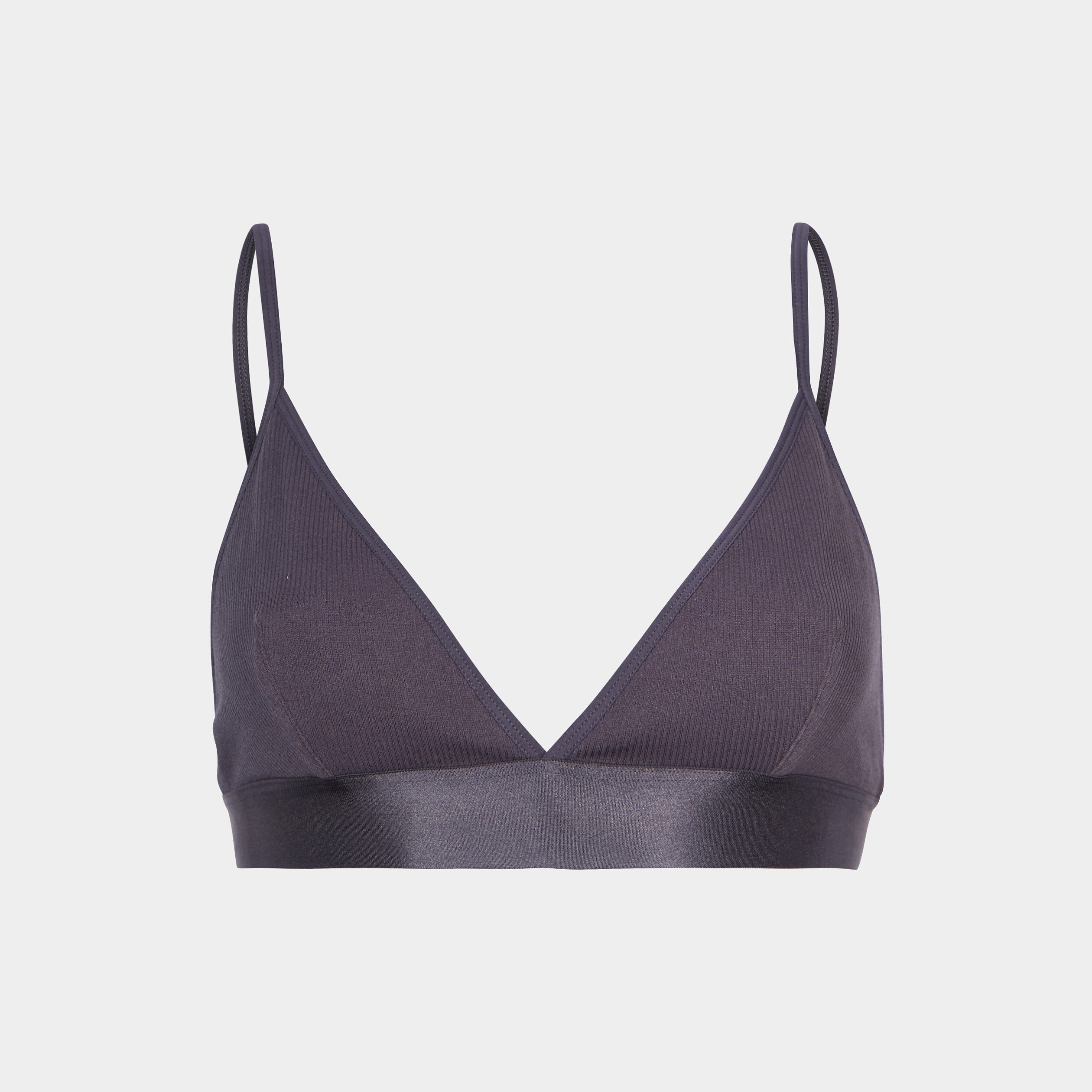 Soutien-gorge triangle côtelé gris foncé femme | La Halle