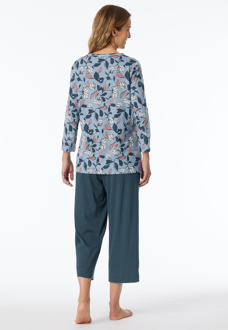 Schlafanzug 3/4-lang blaugrau gemustert - Comfort Nightwear
