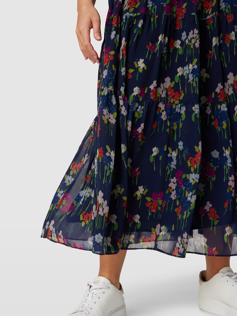 PLUS SIZE Midirock mit Allover-Muster Modell 'PAULDINA' in dunkelblau