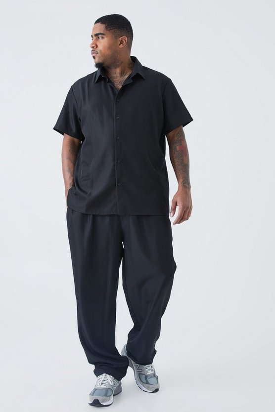 Plus kurzärmliges smartes Twill-Hemd & Hose