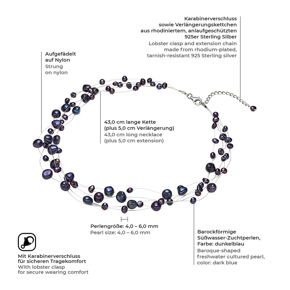 Valero Pearls Collier de perles Perle de culture d'eau douce Perle de culture d'eau douce en Bl collier