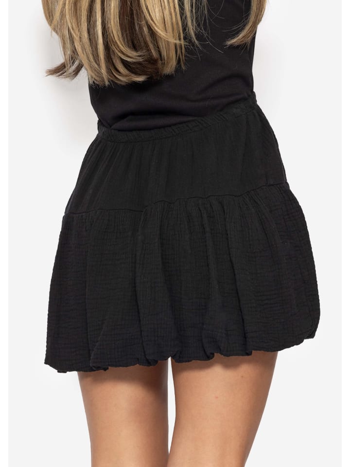 SASSYCLASSY Kurzer Musselin Ballonrock in Schwarz günstig kaufen