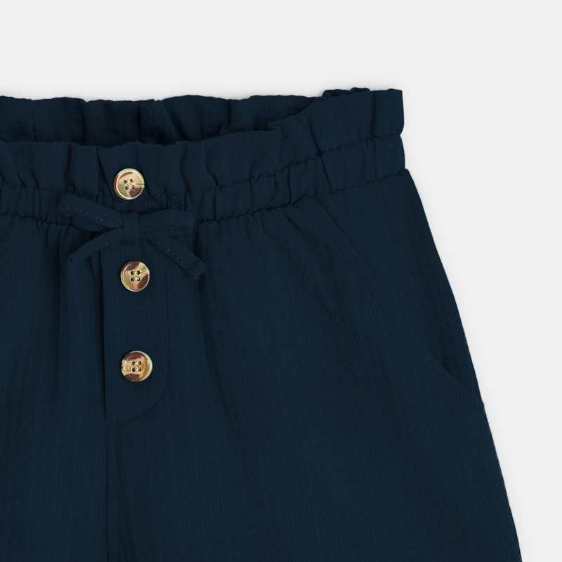 Short taille haute uni bleu fille