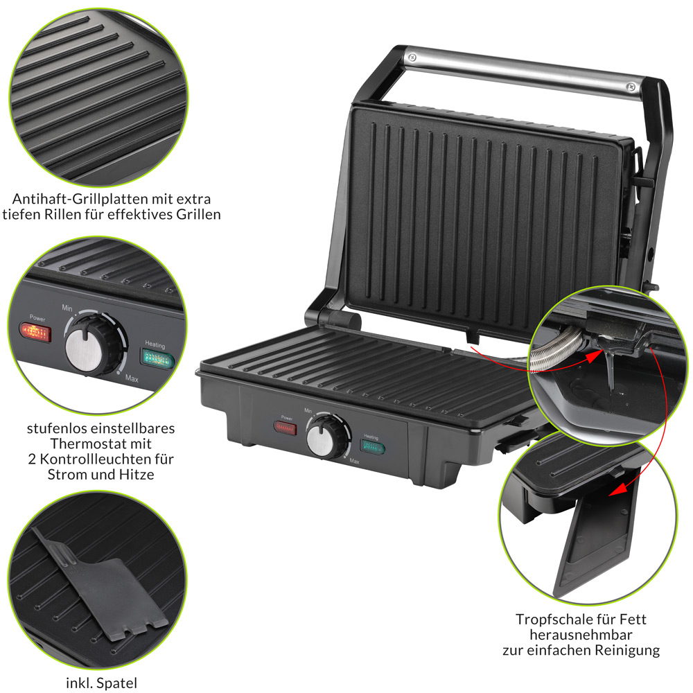 Monzana Kontaktgrill Silber 2200W