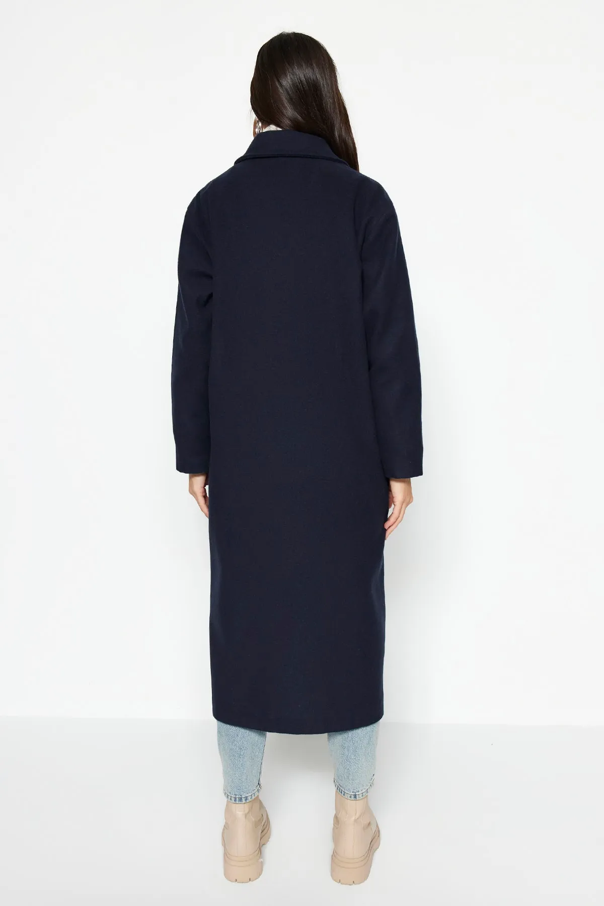 Trendyol Modest  Mantel - Dunkelblau - Zweireihig
