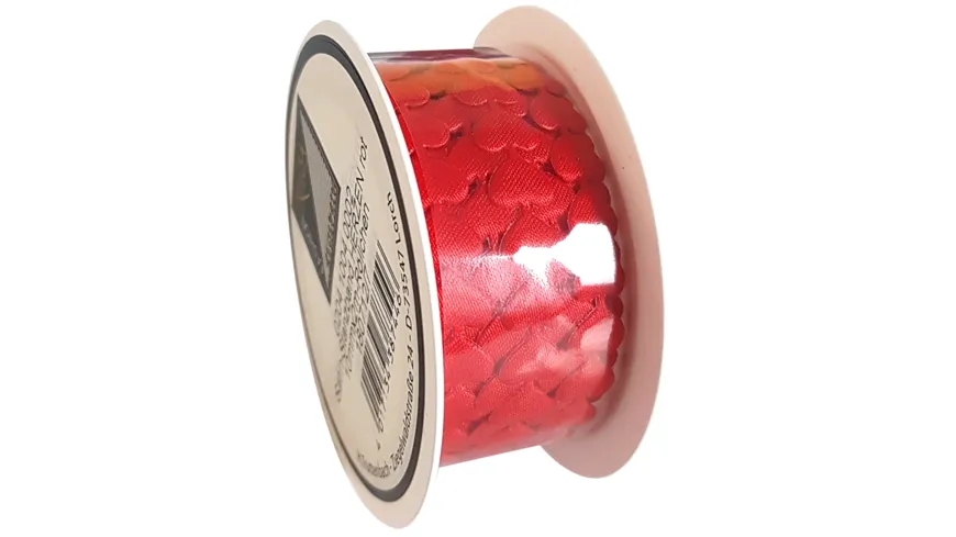 TRUBA Satin-Stanzband Herzen rot 2 m