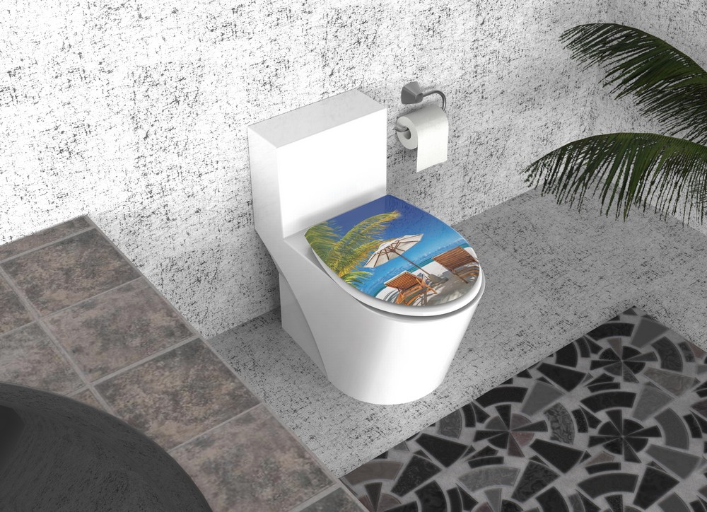 K&H Sanitary Duschwell Duroplast WC-Sitz mit Motiv - Meeresblick