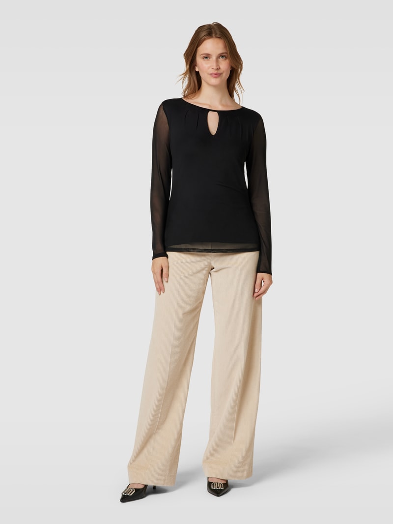 Longsleeve mit Schlüsselloch-Ausschnitt in schwarz