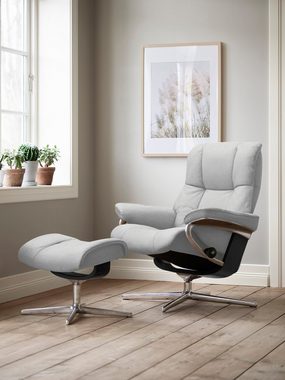 Stressless® Relaxsessel Mayfair (Set, Relaxsessel mit Hocker), mit Hocker, mit Cross Base, Größe S, M & L, Holzakzent Schwarz