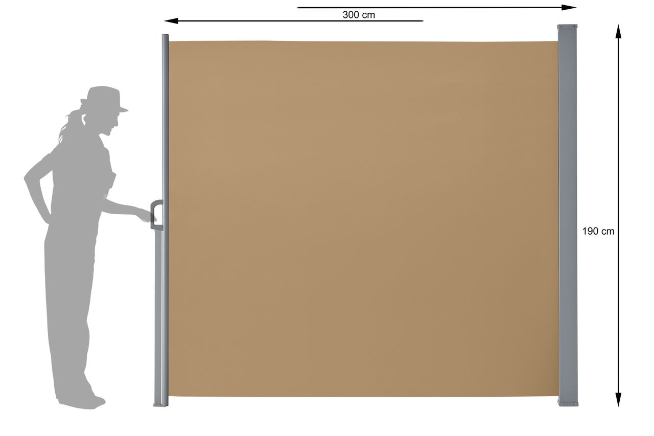 Gartenfreude Seitenmarkise 190 x 300 cm, taupe