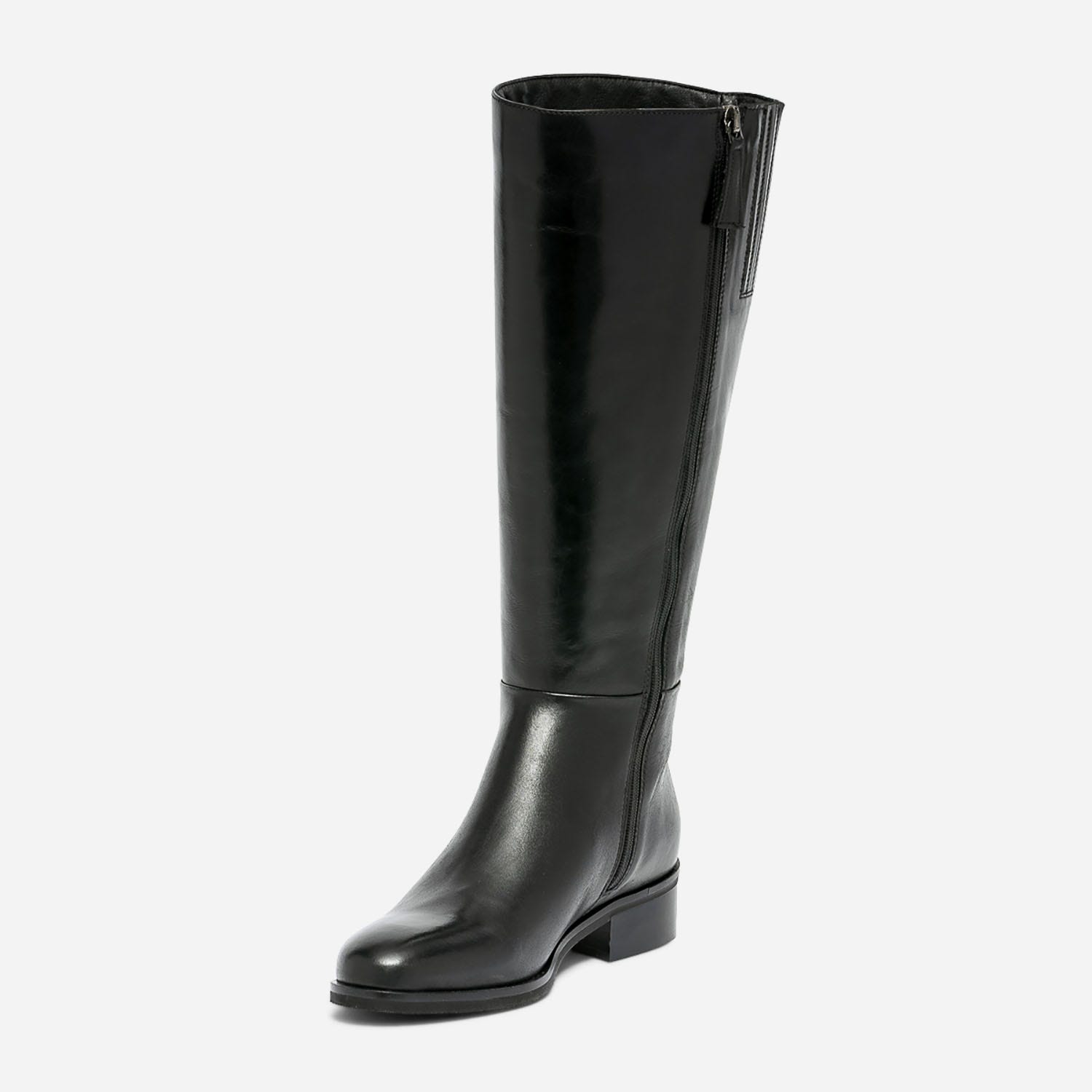 Botte noire en cuir pour mollet large