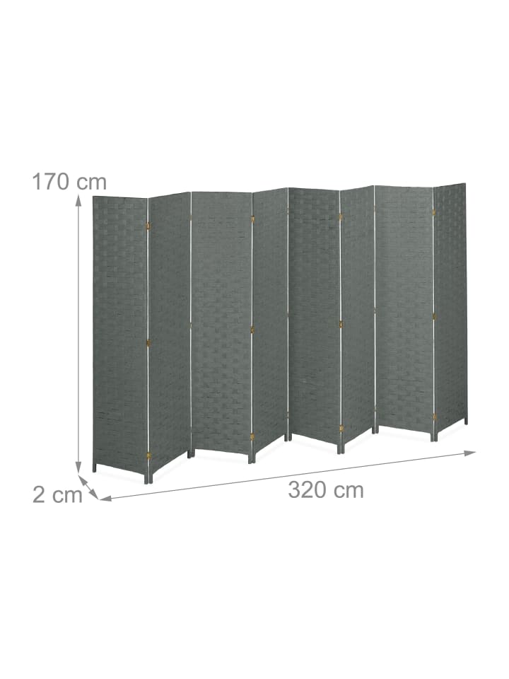 relaxdays Paravent in Grau - (B)320 x (H)170cm günstig kaufen onesize