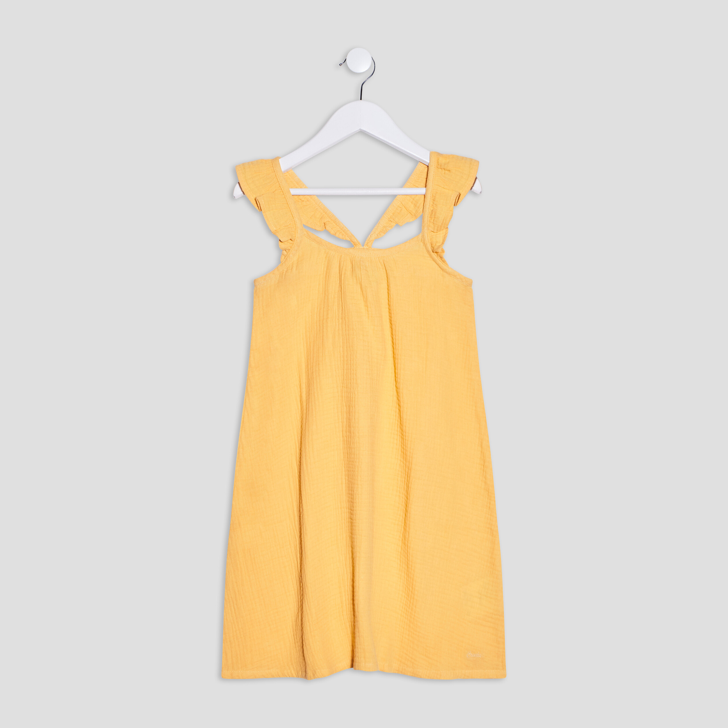 Robe évasée à bretelles jaune moutarde fille | La Halle