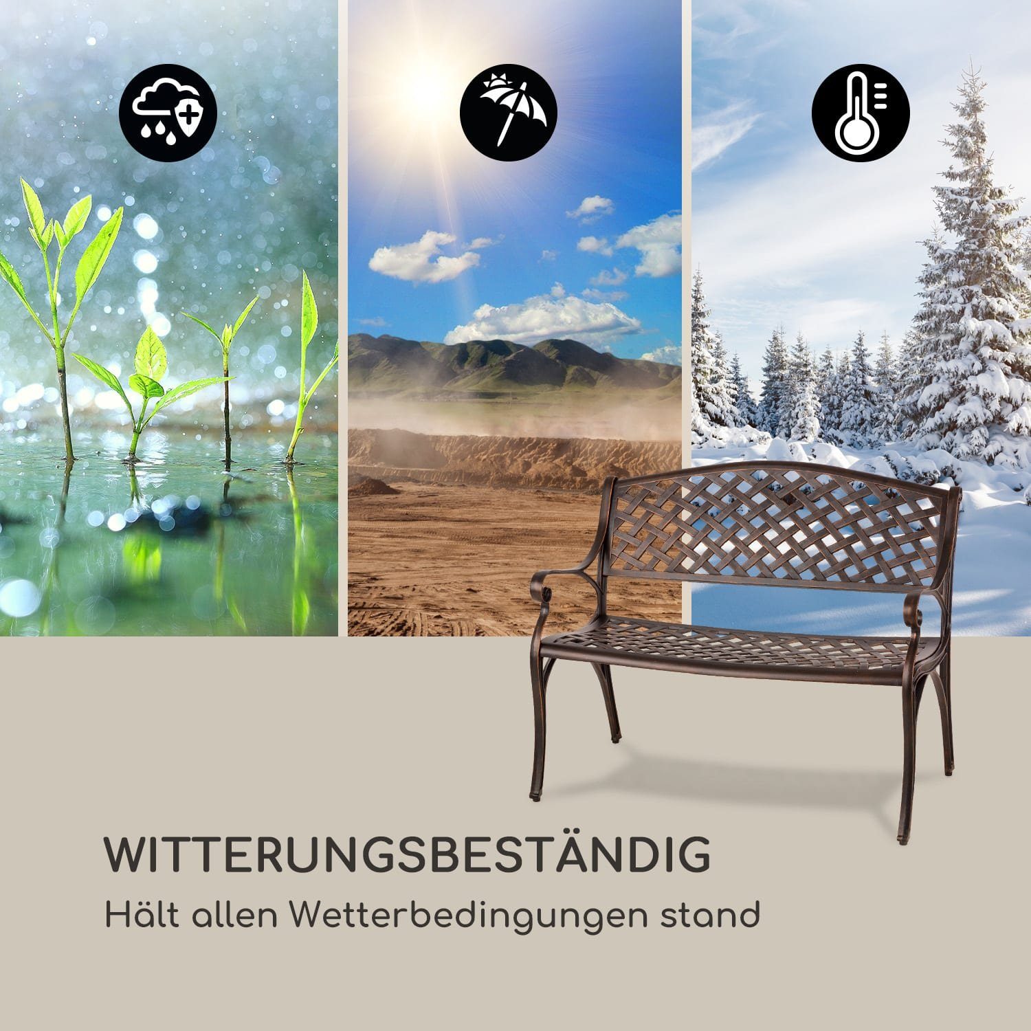 blumfeldt Gartenbank Pozzilli AN, Aluminiumguss witterungsbeständig