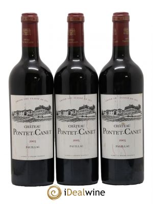 Château Pontet Canet 5ème Grand Cru Classé  2005 - Lot de 3 Bouteilles