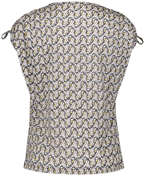 Gemustertes Kurzarmshirt mit Raffung