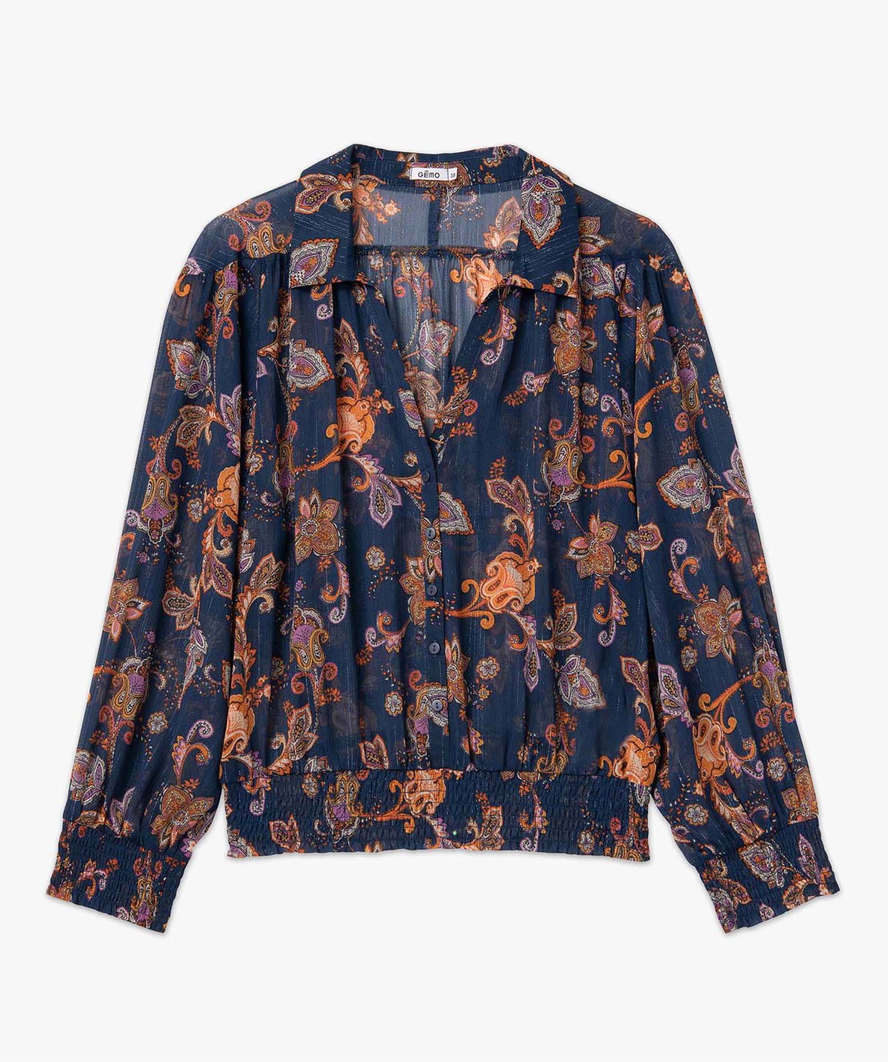 Blouse femme à motifs et rayures scintillantes imprime | GEMO