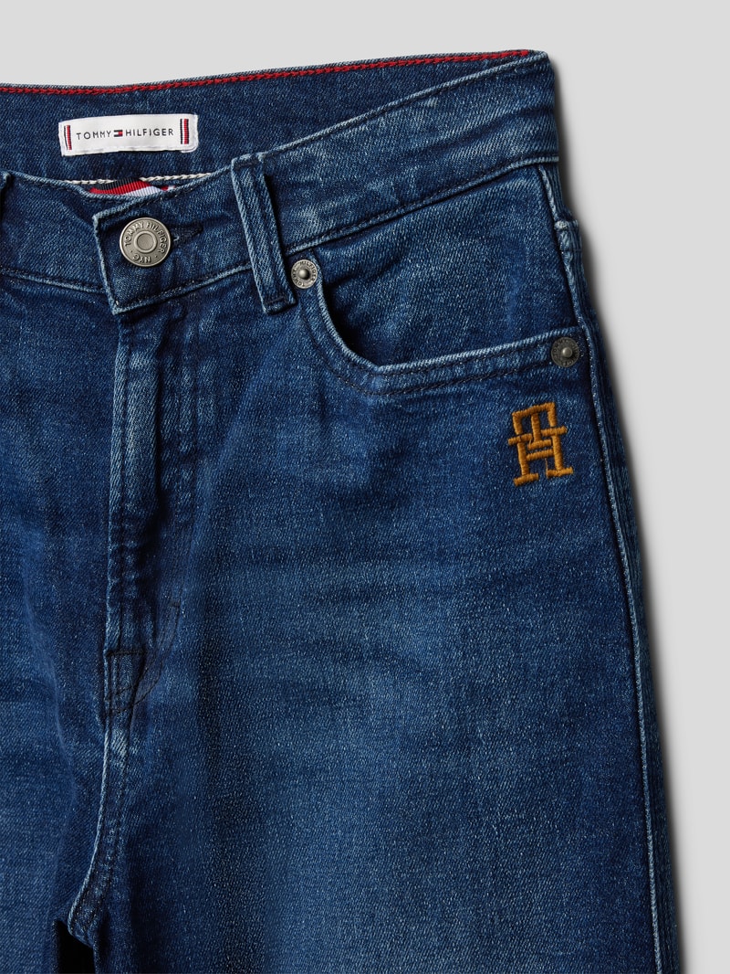 Straight Fit Jeans mit Label-Patch Modell 'MABEL' in blau