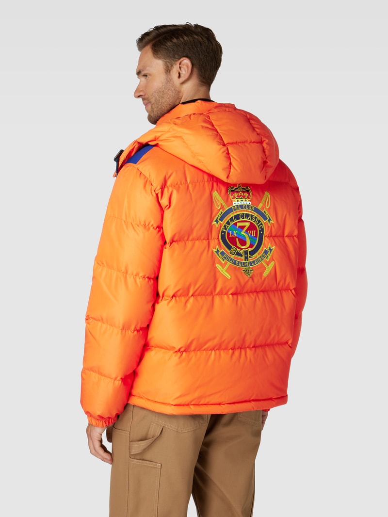 Steppjacke mit Motiv-Print in orange
