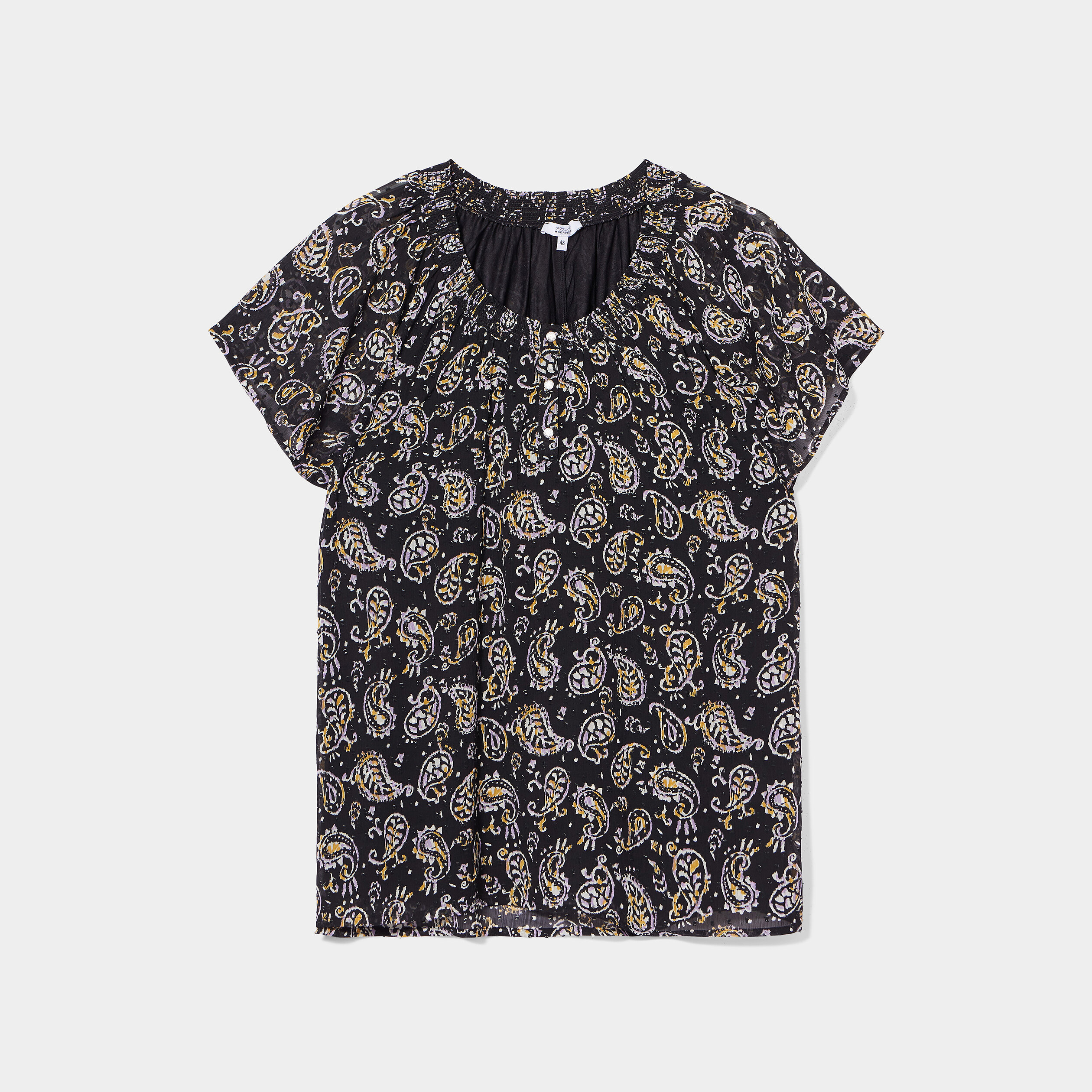 Blouse plumetis manches courtes noir femme grande taille | La Halle