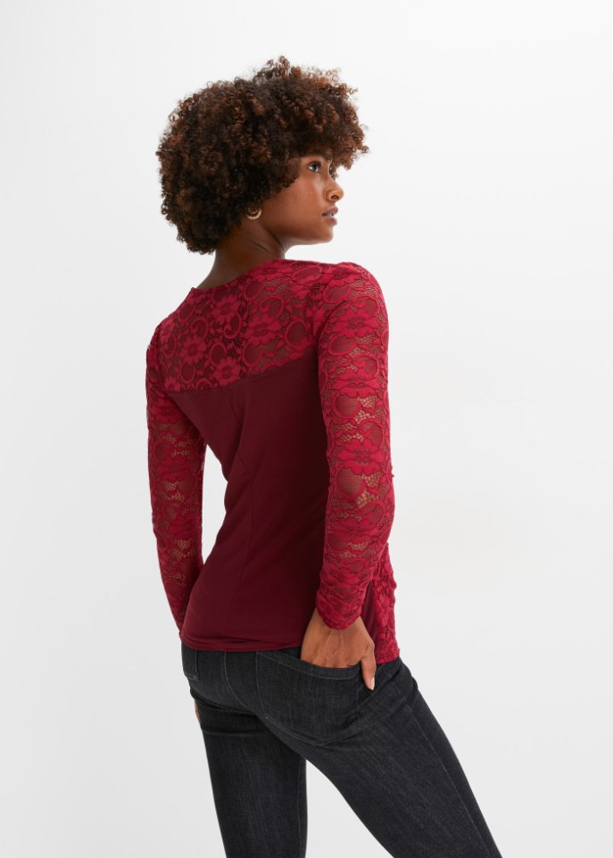 Langarmshirt mit Spitze
