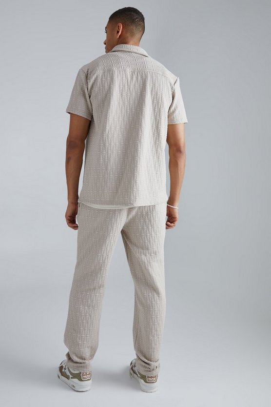 Kurzärmliges strukturiertes Stretch-Hemd und Hose