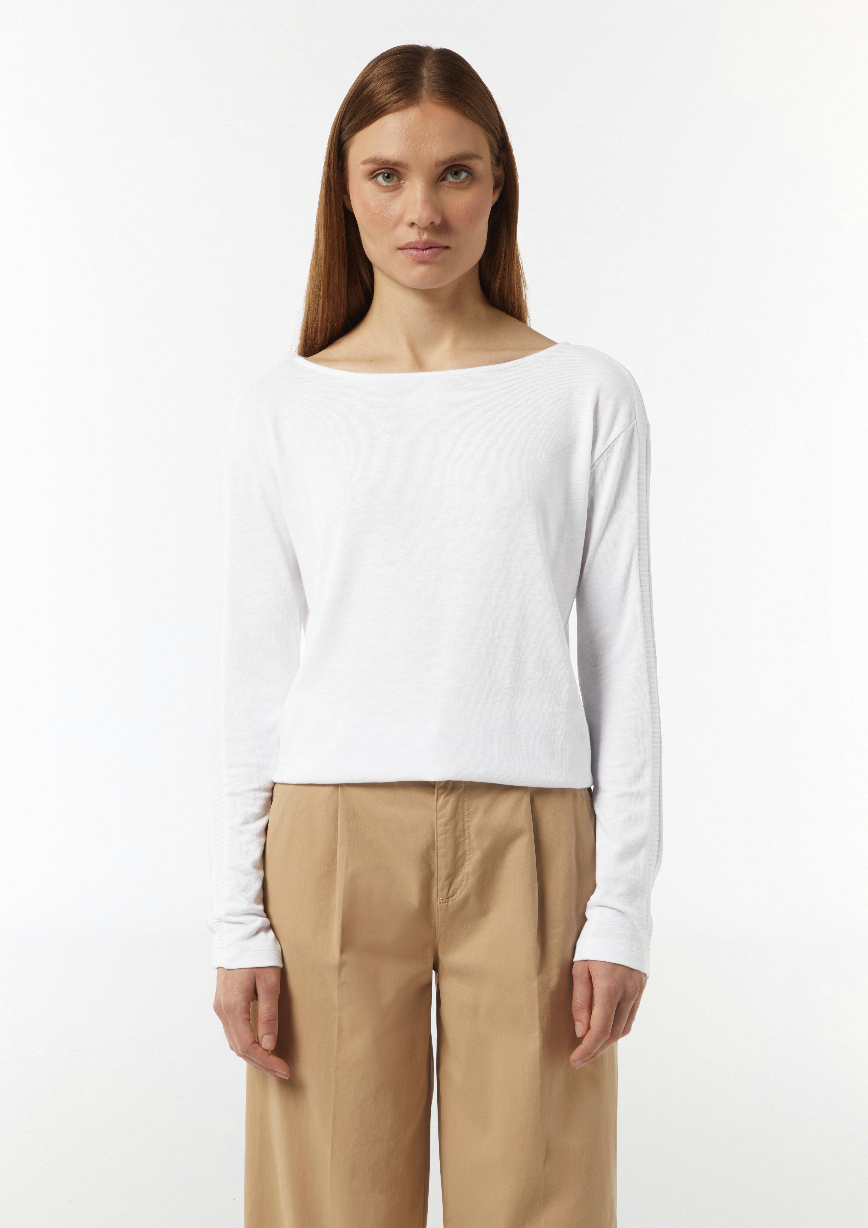 Langarm-Shirt mit Ripp-Detail im Relaxed Fit - weiß