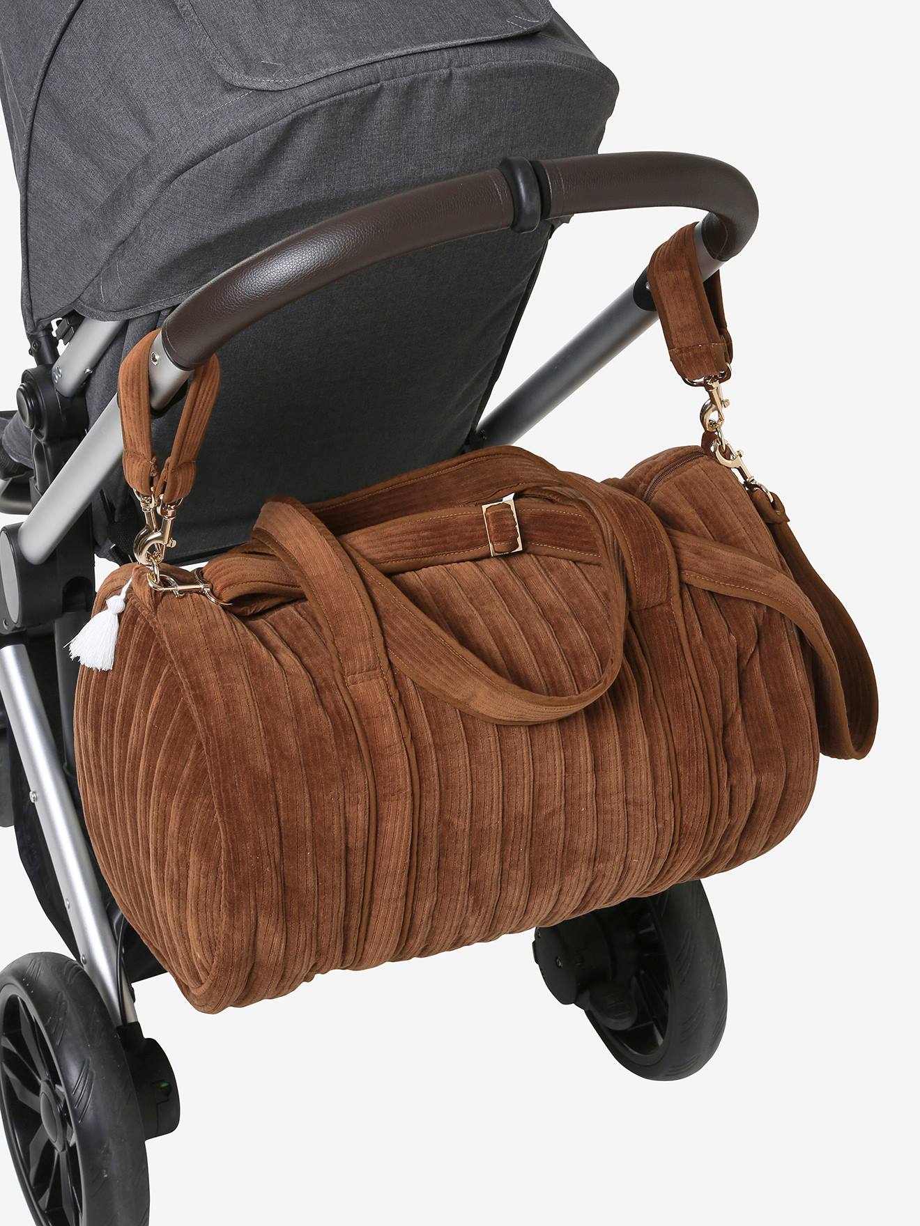 Sac à langer Baby Roll en velours côtelé caramel